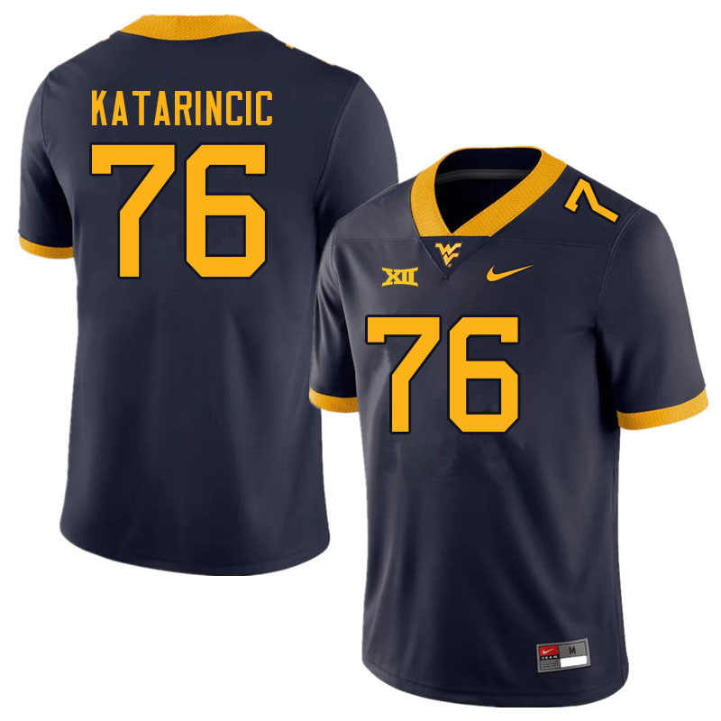 Men #76 Charlie Katarincic West Virginia Mountaineers College Football Jerseys Sale-Navy - Click Image to Close
